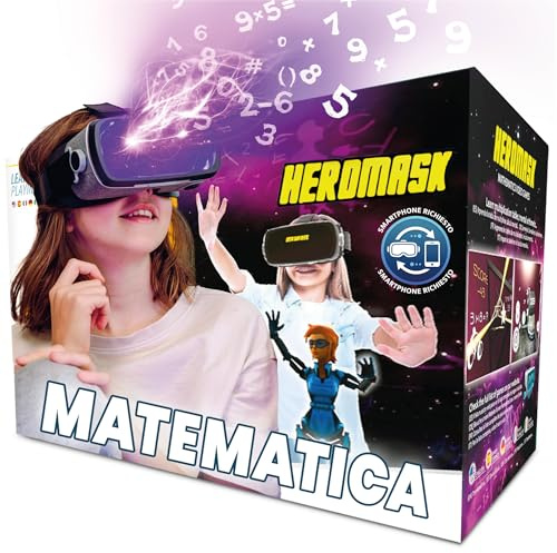 Heromask VR Brille Kinder + Mathe-Spiele 5–12 Jahre — Geschenk das Mathe-Muffel zu Rechen-Champions Macht | Addition, Multiplikation (Einmaleins für 7, 8 & 9 Jahre), Kopfrechnen & Mehr