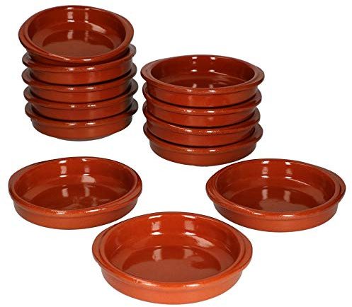 MamboCat Cazuela mit Griff 12er Set Schalen Bernd 100ml Auflaufform rund 12cm aus Ton glasiert Größe S I Ton hitzebeständig für Auflauf Tiramisu Fingerfood I Unikat Handarbeit Vintage I Mittelalter