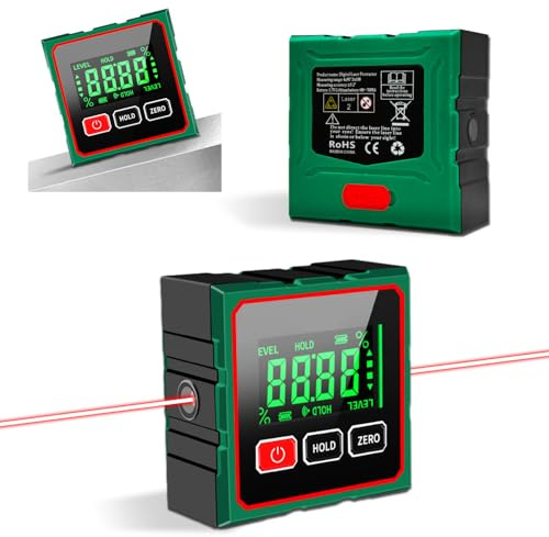 Diseleri Digitale Wasserwaage, Laser Winkelmesser mit Magnetfuß, Neigungsmesser mit LCD Display, Type-C Schnittstelle, Magnetisch Nivellierbox Level Box für Holzarbeiten, Bau, Dekoration, DIY