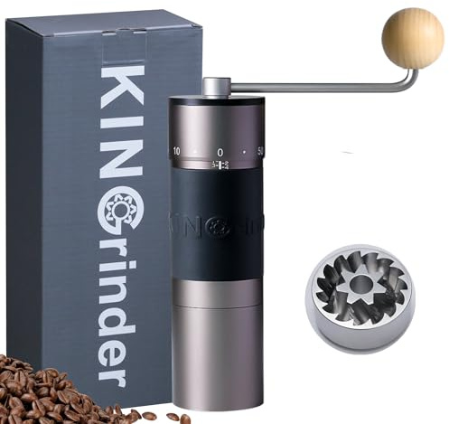 【Eisengrau】KINGrinder K6 Manuelle Kaffeemühle mit 200 einstellbaren Mahlgraden für French Press, Drip, Espresso, 25-35g Fassungsvermögen