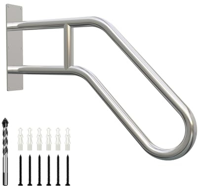 YEOOE 60cm U-förmiger Handlauf Edelstahl, Handlauf Treppe für 1 bis 3 Stufen, Edelstahl Treppengeländer für Garten, Garage, Veranda, Innen und Außen (3,2 cm Rohr)