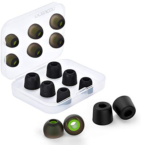 aceyoon Ersatz Ohrstöpsel, 6 Paare Silikon + Schaumstoff Ohrhörer Ersatzstöpsel In Ear Ohrpolster Kompatibel mit den meisten in-Ear Kopfhörer S M L Schwarz