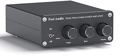 Fosi Audio TB10A 2 Kanal Stereo Audio Verstärker Empfänger Mini Hi-Fi Class D Vollverstärker 2.0CH für Heimlautsprecher 100W x2 mit Bass- und Höhenregler TPA3116