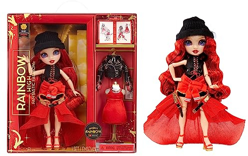 Rainbow High Fantastic Fashion Puppe - Ruby Anderson - Rote Modepuppe und Spielset mit 2 Outfits & Modeaccessoires - Für Sammler und Kinder von 4-12 Jahren