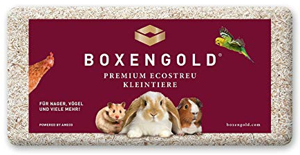 Boxengold Kleintiereinstreu Premium Ecostreu 20 kg – staubfrei, hypoallergen, geruchsbindend, nachhaltig, sparsam für Kleintiere