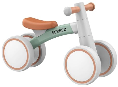 SEREED Kinder Laufrad ab 1 Jahr, Lauflernrad Spielzeug für 12-24 Monate Baby, Erstes Fahrrad ohne Pedal mit 4 Rädern für Jungen und Mädchen, Kleinkinder Erste Geburtstag Geschenk, Grün