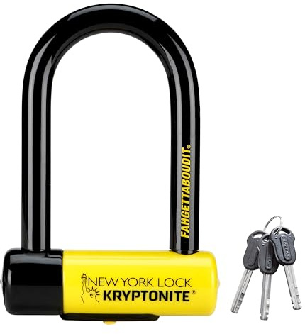 Kryptonite New York FAHGETTABOUDIT Bügelschloss, aus gehärtetem Stahl mit Vinylbeschichtung, Sicherheitslevel 10/10, für Fahrräder, E-Bikes, Scooter & Motorräder, 2,06 kg, 8,3 x 15,3 cm