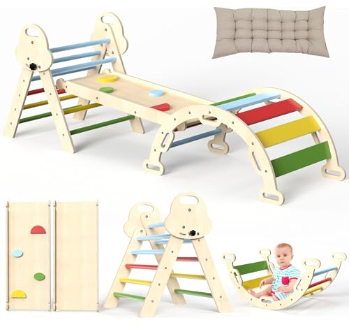 Montessori Indoor Spielset: 7-in-1 Klettergerüst mit Rutsche, Bogen & Matte für Kleinkinder und Kinder (1-3 Jahre)