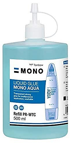 Tombow PR-WTC, Nachfüllung 500 ml, für Flüssigkleber PT-WTC, mit 2 Spitzen