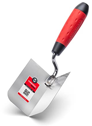 COMENSAL Eckkelle - Inneneckenkelle 60x100 - Außen Eckspachtel Edelstahl - Maurer Kelle - Stukkateurkelle - mit Ergonomischem Softgriff - Made in EU