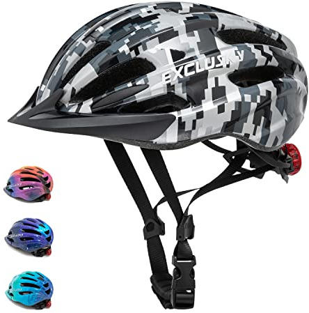 Exclusky Kinder-Fahrradhelm für Jungen und Mädchen, verstellbar, Kinder-Fahrradhelm, 50–57 cm, Multisport-Kinderhelm, Alter 5–7–9–10–12, Fahrradhelm für Kinder mit Visier