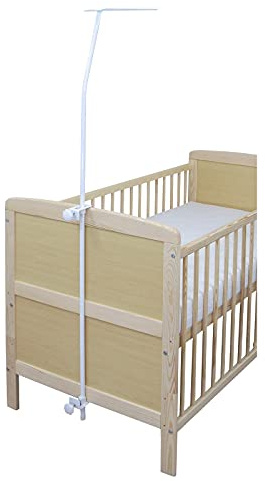 Baby Delux Himmelstange Himmelhalter universell weiß für Babybett Kinderbett Beistellbett Wiege mit Klemme für Himmel