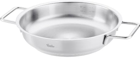 Fissler, Pure Collection Servierpfanne (Ø 24 cm), Edelstahl, unbeschichtet, hoher Rand, Innenskalierung, Induktion, Made in Germany