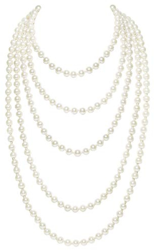 BABEYOND Modische Imitation Perlen Kette Flapper Art Deco Gatsby Kostüm Accessoires Lange Perle Halskette 2pcs Weiß