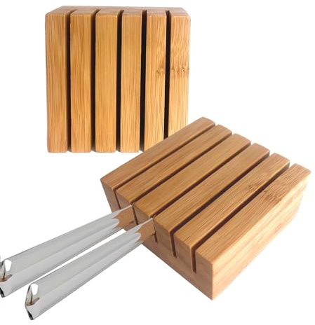 alouweekuky Messerblock Schublade, Knife Block aus Bambus Steak Messerhalter Ohne Messer, Kleiner Knife Holder Geeignet für Cutlery Organizer, Besteckkasten, Schubladeneinsatz Küche