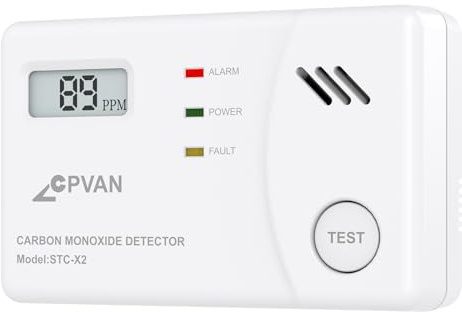 CPVAN Kohlenmonoxid Melder mit 10 Jahre Sensor, TÜV Zertifiziert CO Melder mit Austauschbarer Batterie und Digitalem Display, CO Warner mit Testknopf, Europäische Norm EN50291,1er Set