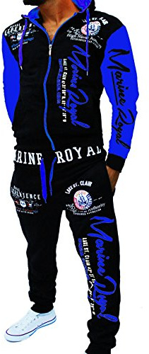 Unbekannt Herren Fitness Jogginganzug Sportanzug Trainingsanzug A.2254 ARMS XL Schwarz-Blau