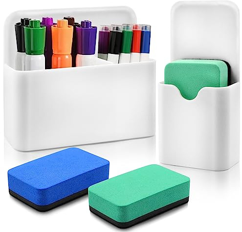 2 Stück Magnetischer Stifthalter, Markerhalterung, Stifte Organizer, Whiteboard Zubehör, Magnettafel Zuhause Büro Schule(Weiß)