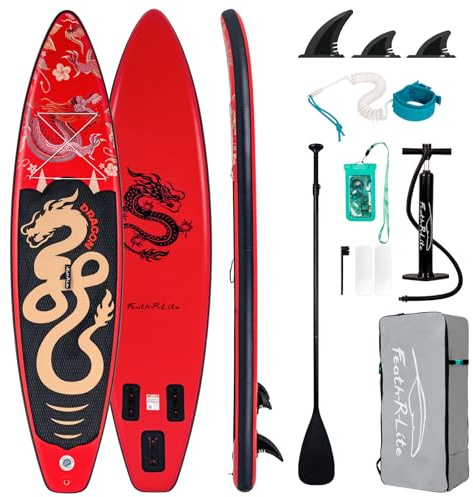 FEATH-R-LITE Aufblasbares Stand Up Paddle Board SUP mit Paddleboard Zubehör, Multifunktionale Paddle Boards Rutschfestes Deck Design für Erwachsene und Jugendliche