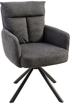 Riess Ambiente Drehbarer Retro Stuhl Big George - grau - mit Armlehnen und Taschenfederkernpolsterung