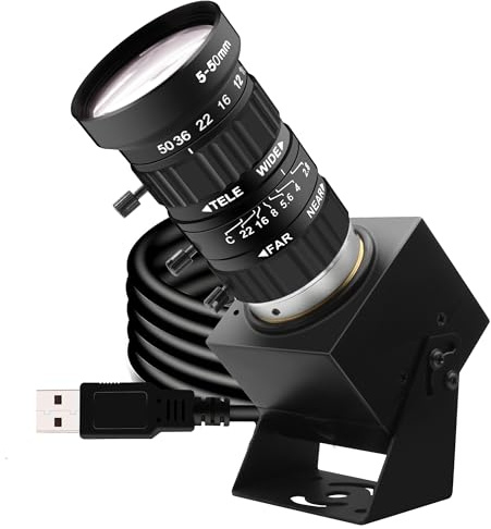 SVPRO 12 MP USB-Kamera mit 5–50 mm Teleobjektiv, 10-facher optischer Zoom, manuelle Webcam, 1080p, 120 fps, Hochgeschwindigkeits-UVC-Makro-Kamera für PC/Mac/Linux/Android (12 MP industrielles