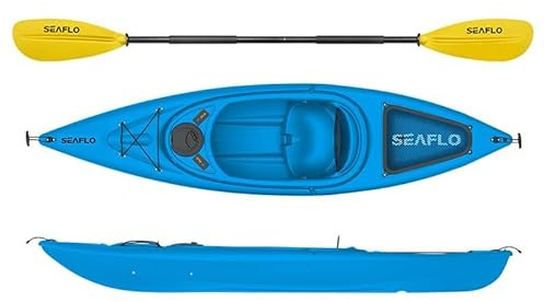 Seaflo 1004 Kajak mit Paddel blau, sehr leicht und kippstabil
