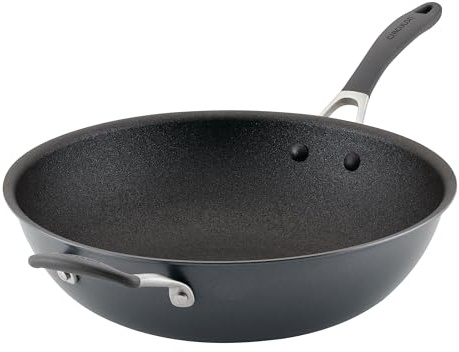 Circulon Scratch Defense Wok Non Stick 34cm - Induktions-Wok mit Deckel und extrem haltbarer Antihaftbeschichtung, spülmaschinen- und backofenfestem Kochgeschirr, Grau