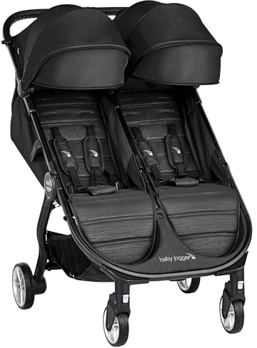 Baby Jogger City Tour 2 Double Geschwisterwagen Zwillingswagen für Reisen | leichter, zusammenklappbarer und tragbarer Zwillingsbuggy | Pitch Black (Schwarz)