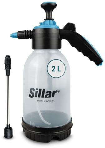 Sillar 2L Drucksprüher mit ergonomischer Lanze | Universelle Sprühflasche für Garten, Haushalt, Reinigung, Schädlingsbekämpfung & Pflanzenschutz, verstellbare Düse
