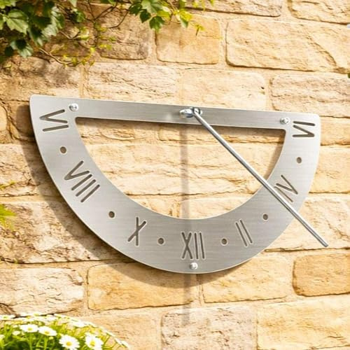 DanDiBo Sonnenuhr Garten Edelstahl Wand 70 cm Rostfrei 96687 Ausrichtbar Gartenuhr Wetterfest Outdoor Modern Metall