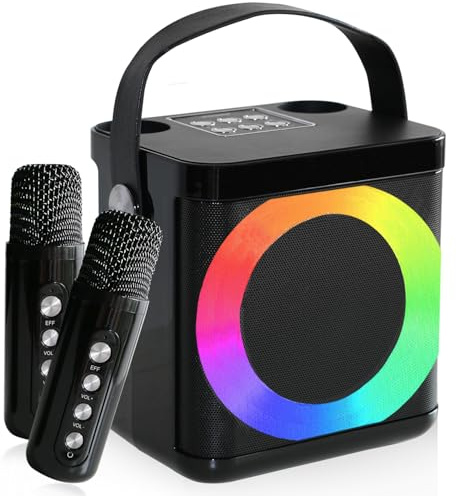 Karaoke Maschine, Karaoke anlage mit 2 mikrofonen,Bluetooth Karaoke Box Set | Mikrofon mit Lautsprecher für Kinder & Erwachsene, Musikbox mit mikrofon Perfekt für Partys, Geburtstage & Familientreffen