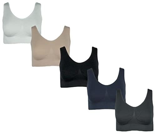 J-Line 5er Damen Komfort Bustier Schlaf BH ohne Bügel nahtlos Soft Bra Bralette