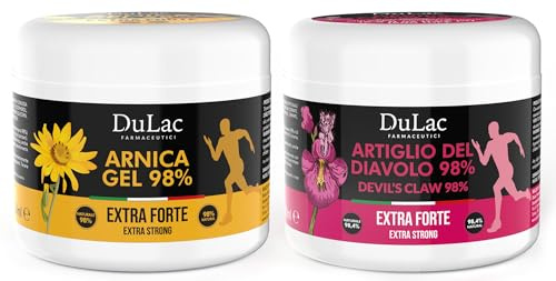 DuLàc, Teufelskralle 98% und Arnika Gel 98%, Körpercreme-Gel Set 2 x 500 ml, Geeignet Zur Massage Von Haut, Muskeln Und Gelenken, Dermatologisch Getestet, Nickelgetestet, Made in Italy, 1000 ml