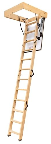 4iQ Group Bodentreppe Gedämmt 90 x 55 cm - Dachbodentreppe aus Fichtenholz U-Wert 1,05 - Raumspartreppe Innen mit Beidseitig Weißer Klappe - Bodenluke mit Treppe bis zu 150 kg Traglast