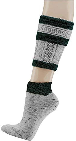 krautwear Herren Trachtenstrümpfe Trachtensocken Loferl 2tlg (Wadenwärmer + Socken) Tweedgarn