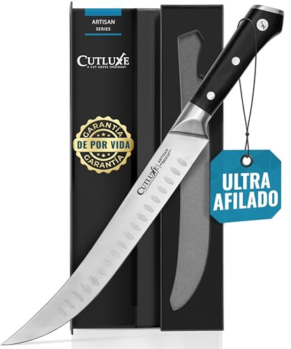 Cutluxe Metzgermesser 25cm – Fleischermesser Dönermesser Schinkenmesser Schlachtermesser Tranchiermesser Küchenmesser – Ergonomisches Design & Extrem Scharf – Artisan Serie