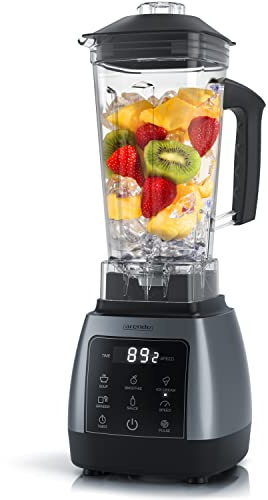 Arendo - Standmixer 2000 Watt mit Touchpanel - Hochleitungsmixer - 2L - 9 Geschwindigkeitsstufen – max. 24.000 U/min - Pulsfunktion – Timer – 5 Programme – Mixer mit Display – 6 Messer aus Edelstahl