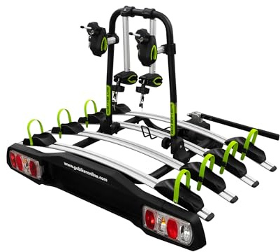 GO BIKER PRO Z4 Fahrradträger Anhängerkupplung für 4 Fahrräder – Heckträger Auto mit Hebel – Fahrräder sicher transportieren – Stahl‑Aluminium Rahmen – Sicherungssystem – 15 kg pro Schiene