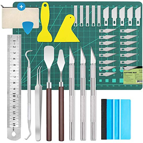 X SIM FITNESSX 39 Stück Plotter Zubehör, Skalpell Carving Craft Messer, Vinyl Jäten Werkzeuge DIY Bastelwerkzeug, Bastelmesser Cuttermesser, Cameos, Beschriftung