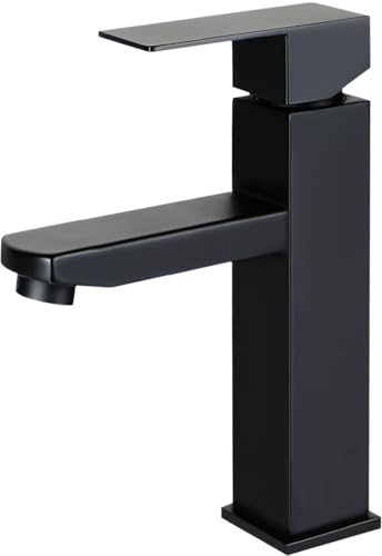 Mursche Wasserhahn Bad Waschtischarmatur Waschbecken - Armatur Schwarz Warm und Kaltwasserhahn Badezimmer Mischbatterie Hochdruck Waschtischwasserhahn Einhebelmischer Badarmatur für Garten Küche