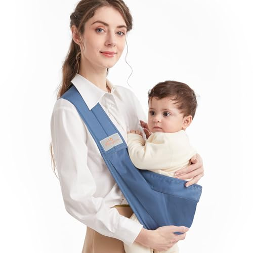 Mumgaroo Hüfttrage Baby – Ergonomisch (ab Geburt bis 15kg, Gefaltet 12 cm) | Für 0-36 Monate, 10s Schneller Einstieg, Schultergurtlänge & Tragetuchgröße einstellbar, Atmungsaktiv, Ideal für den Alltag