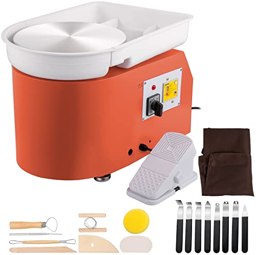 VEVOR Elektrisches Töpferrad, verbessert, Töpferturm, 350 W, 25 cm, LCD-Touchscreen, Töpfermaschine, Keramik, DIY, doppelte Steuerung mit Pedal, Maschine, Ton, abnehmbarer Becken, Grau