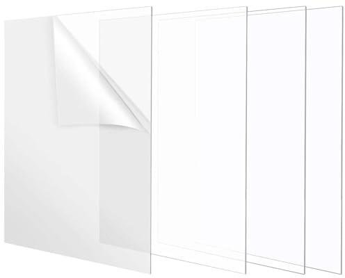 Kunststoffplatten für Außenbereich, FuxFuis 4 Stück Acrylplatte Transparent Kunststoffplatte A4 Acrylplatten Kunststoff Acrylplatte DIY Kunststoffplatte 3mm Kunst Acryl Platte für Dekoration Display