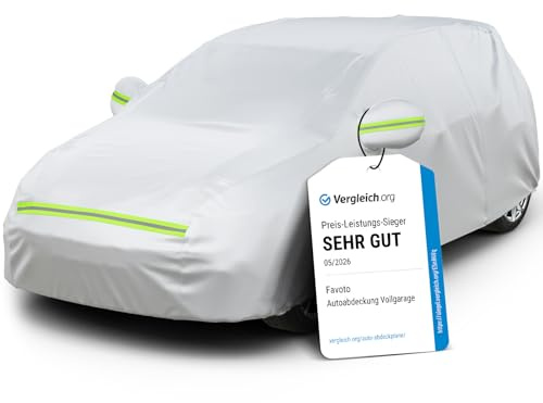 Favoto Autoabdeckung Vollgarage Auto Abdeckplane Staubdicht Wasserdicht Autohülle Autoplane Winter & Sommer für 400cm-435cm Schrägheck Auto 2.8kg