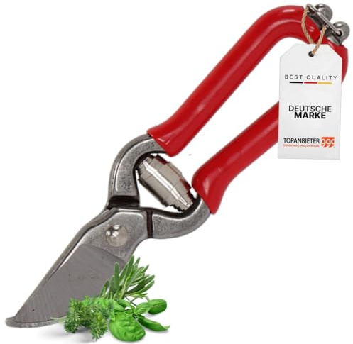 Gartenschere rot 14 cm, kleine Handgartenschere, Blumenschere leicht, kompakte Obstschere, präziser Strauchschnitt, einfache Pflanzenpflege, ergonomische Schere für kleine Hände