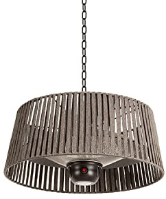 CREATE/HANGING HEATER/Halogen-Infrarot Heizstrahler Grau mit LED-Beleuchtung und Fernbedienung für Terrassen, Garten und Außenbereiche / 1800W Deckenheizstrahler, 3 Heizstufen 800-1000-1800W, IP24