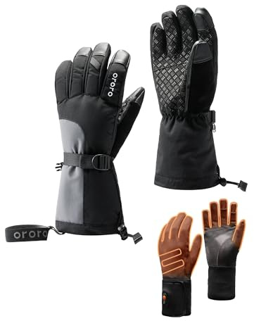 ORORO Beheizbare Handschuhe Damen Herren, 3-in-1 Elektrische Beheizte Handschuhe zum Motorrad Skifahren und Wandern