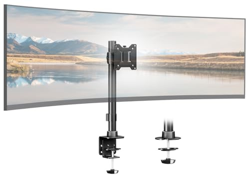 Monitor Halterung für 17 bis 49 Zoll Bildschirme - Höhenverstellbar Bildschirm Halterung, Gaming Monitor Halterung, Flach/Gebogener Bildschirm, Monitor Stand hält bis 20 kg, VESA 75/100 mm, Schwarz