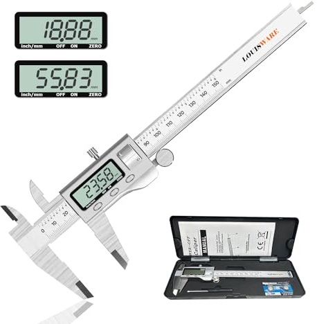 Messschieber Digital Hochpräzise Edelstahl Schieblehre 0-150mm/0-6 Elektronischer Mikrometer-Messschieber Für Innen Außen und Stufenmessungen LED Display Industrielles Testinstrument