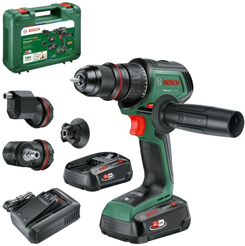 Bosch Akku-Bohrschrauber AdvancedDrill 18V-80 QuickSnap (zum Bohren und Schrauben; mit Winkel-, Exzenter- und Magnetaufsatz; Zusatzhandgriff; mit Akku und Ladegerät)